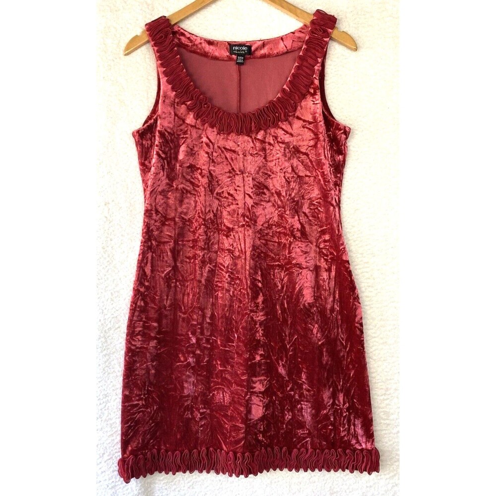 Nicole by NM Cocktail Dress Womens Small Red Wine Crushed Velvet Whimsigoth